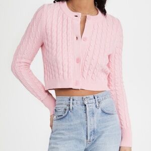 525 America Pink Cable Knit Cardigan